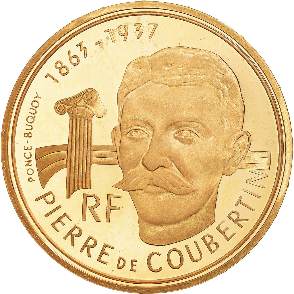 Monnaie, France, Pierre de Coubertin, JO Albertville 92, 500 Francs, 1991