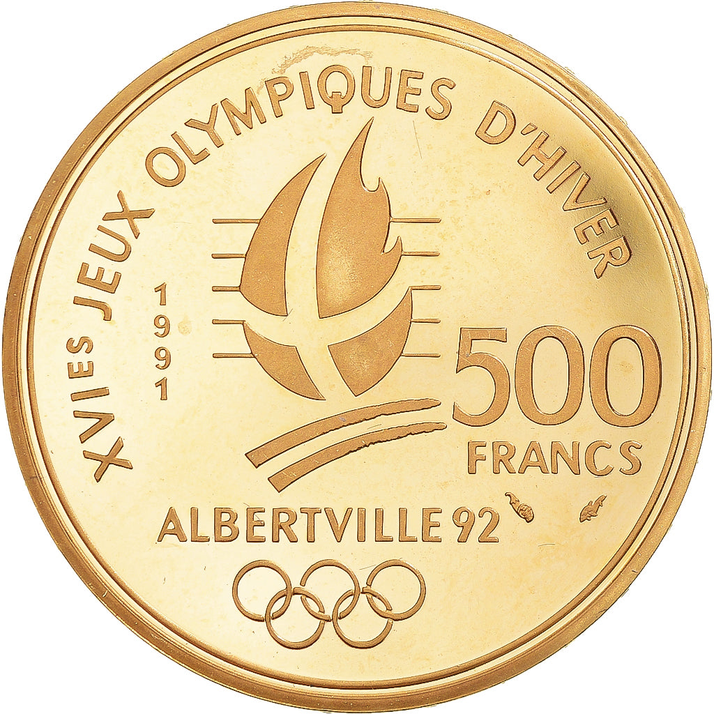 Monnaie, France, Pierre de Coubertin, JO Albertville 92, 500 Francs, 1991
