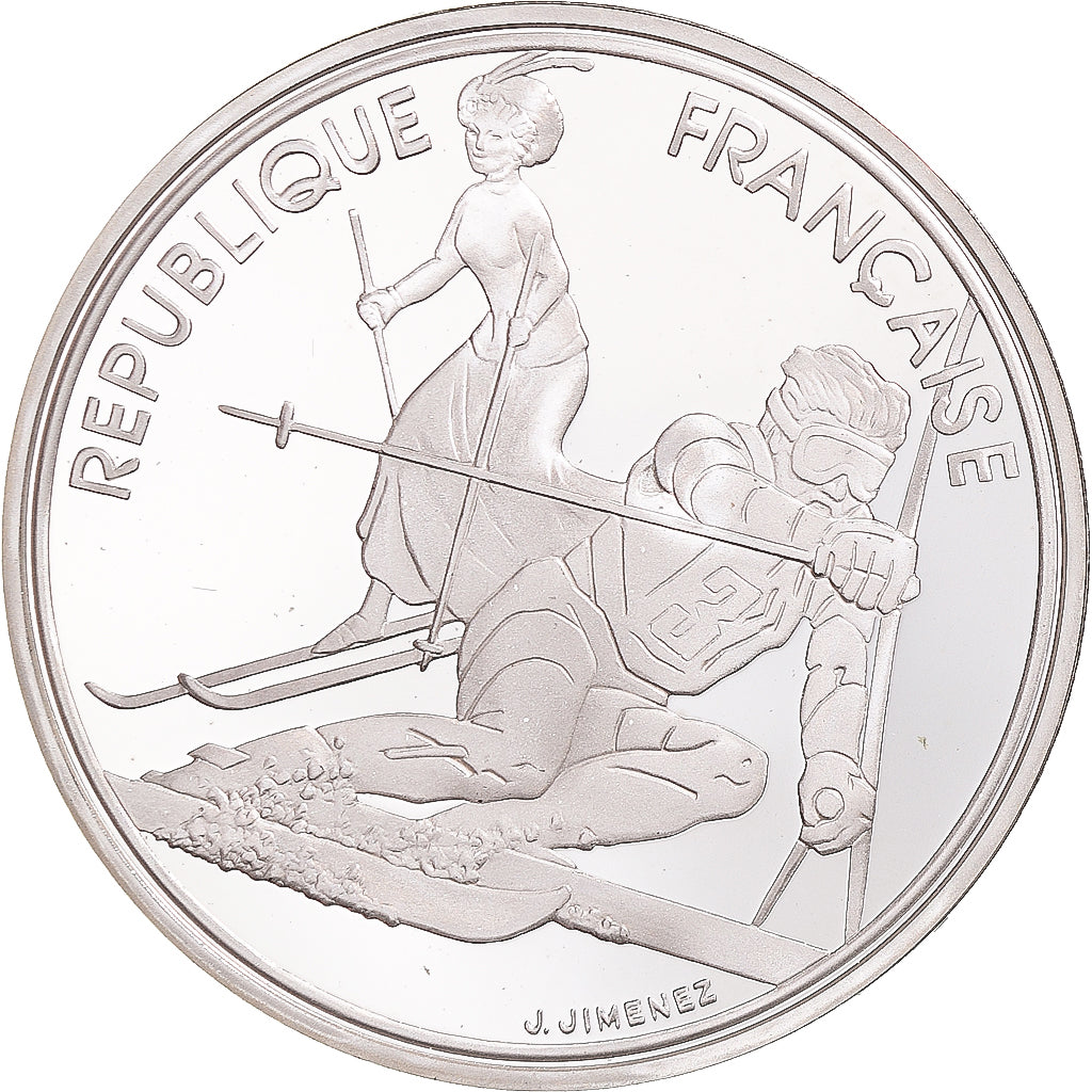 Munten, Frankrijk, Albertville 1992, 100 Francs, 1990, Paris, FDC, Zilver