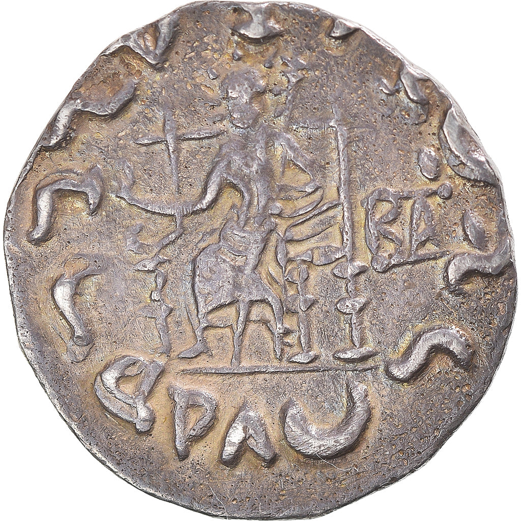 Coin, Baktrian Kingdom, Hermaios, Drachm, 90-70 BC, AU(50-53), Silver
