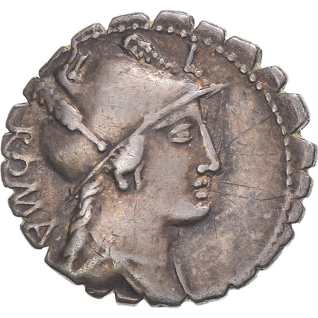 Coin, Poblicia, Denarius Serratus, 80 BC, Rome, AU(50-53), Silver