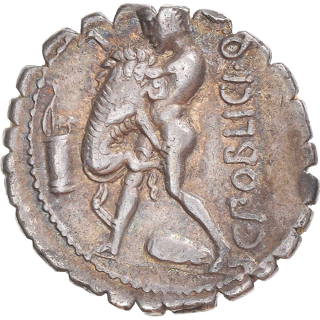 Coin, Poblicia, Denarius Serratus, 80 BC, Rome, AU(50-53), Silver