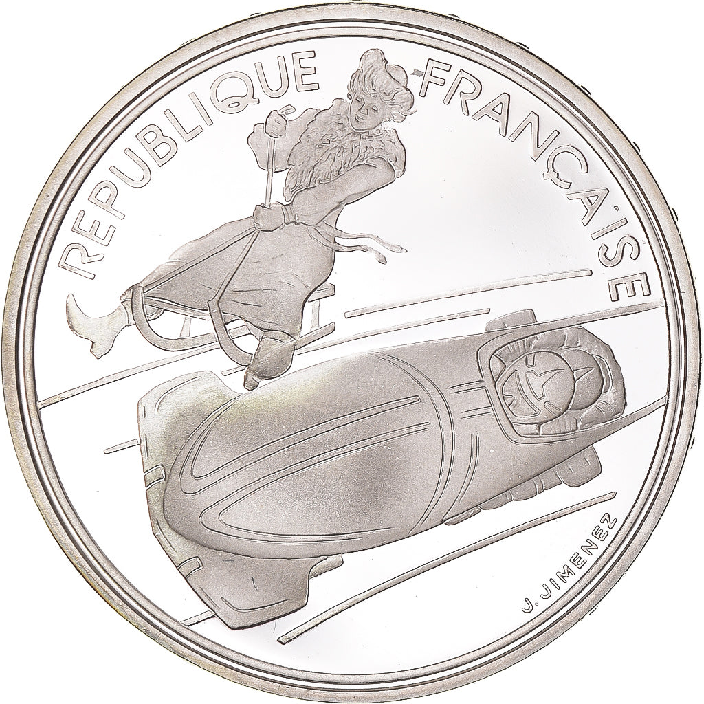Coin, France, Albertville - Bobsledding, 100 Francs, 1990, Paris, MS(65-70)