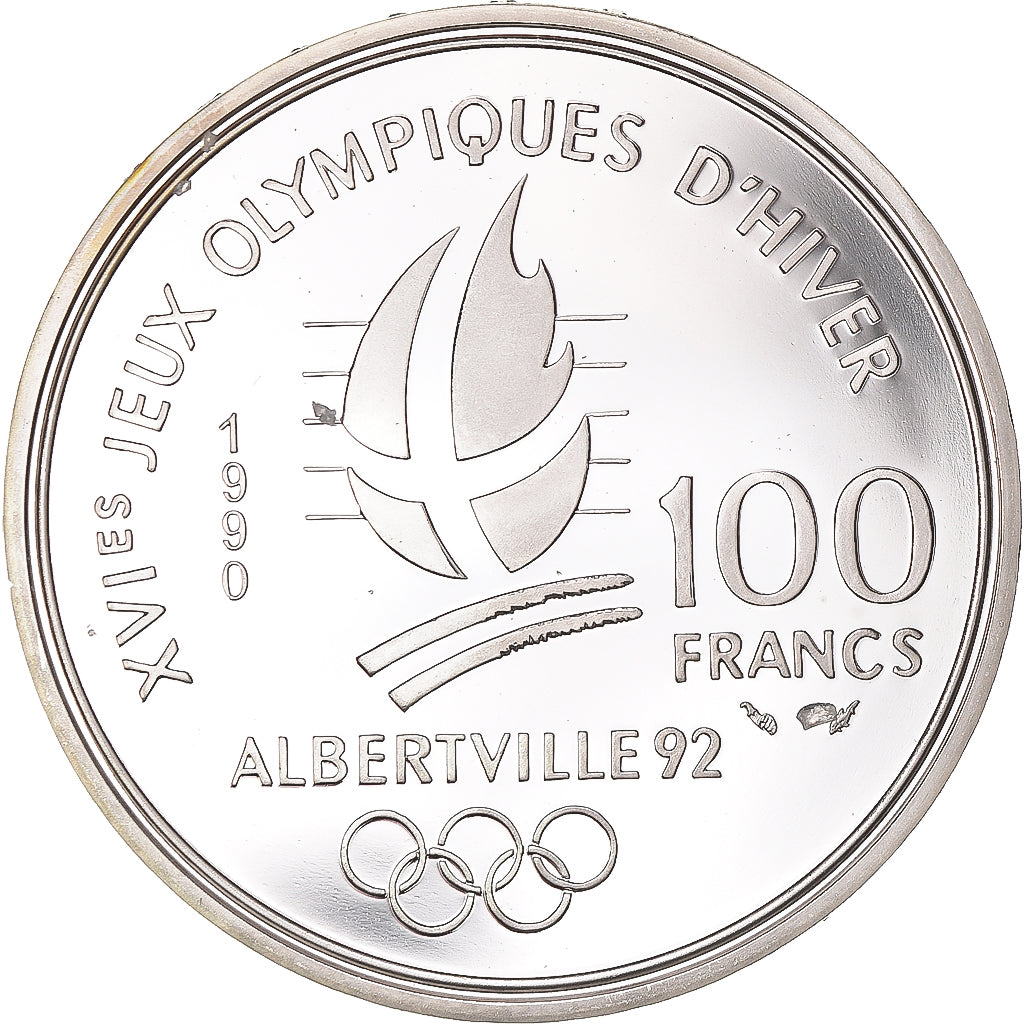 Coin, France, Albertville - Bobsledding, 100 Francs, 1990, Paris, MS(65-70)