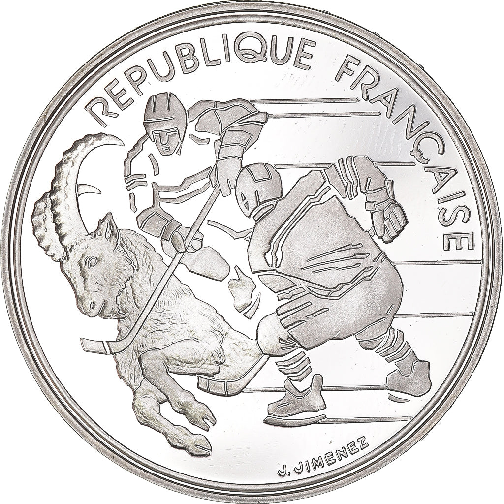 Munten, Frankrijk, Albertville 1992, 100 Francs, 1991, Paris, FDC, Zilver