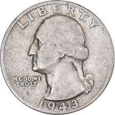 Coin, United States, Washington, Quarter, 1943, U.S. Mint, VF(30-35), Silver