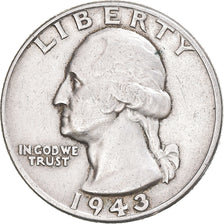 Coin, United States, Washington, Quarter, 1943, U.S. Mint, EF(40-45), Silver
