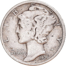 Coin, United States, Mercury, Dime, 1936, U.S. Mint, VF(30-35), Silver