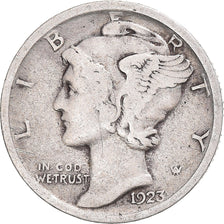 Coin, United States, Mercury, Dime, 1923, U.S. Mint, VF(20-25), Silver