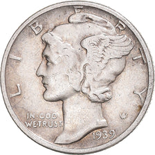 Coin, United States, Mercury, Dime, 1939, U.S. Mint, VF(30-35), Silver