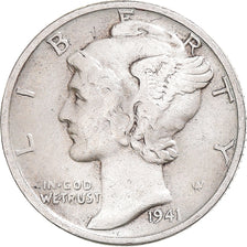Coin, United States, Mercury, Dime, 1941, U.S. Mint, VF(30-35), Silver