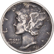Coin, United States, Mercury, Dime, 1941, U.S. Mint, VF(30-35), Silver