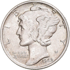 Coin, United States, Mercury, Dime, 1942, U.S. Mint, VF(30-35), Silver