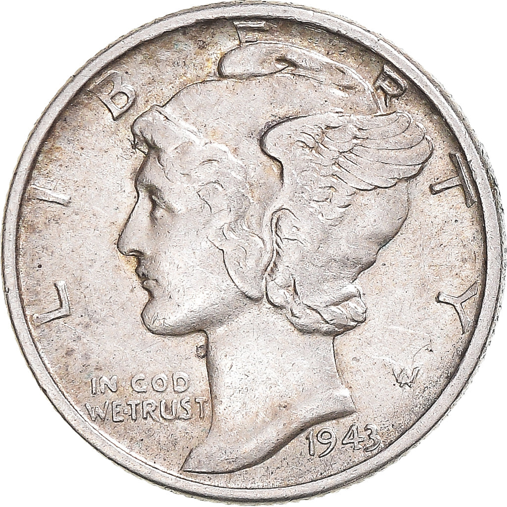 Coin, United States, Mercury, Dime, 1943, U.S. Mint, VF(30-35), Silver