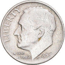 Coin, United States, Roosevelt, Dime, 1958, U.S. Mint, VF(30-35), Silver