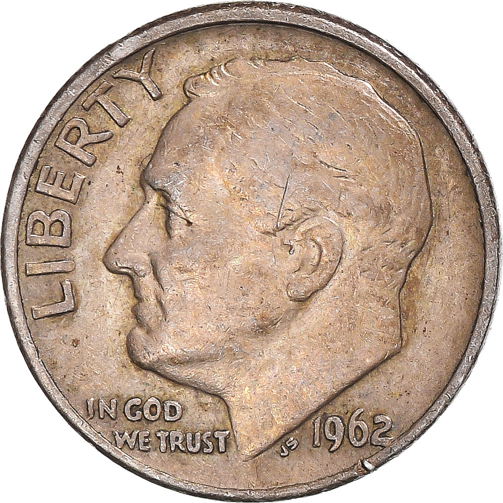 Coin, United States, Roosevelt, Dime, 1962, U.S. Mint, VF(30-35), Silver