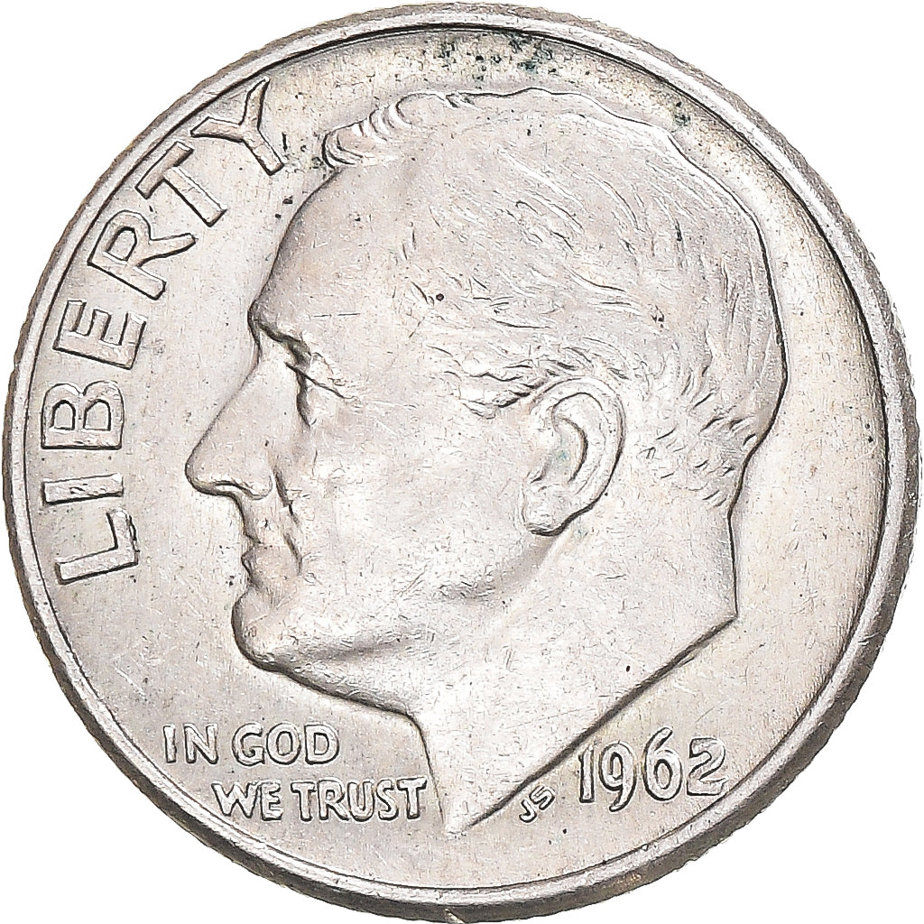 Coin, United States, Roosevelt, Dime, 1962, U.S. Mint, EF(40-45), Silver