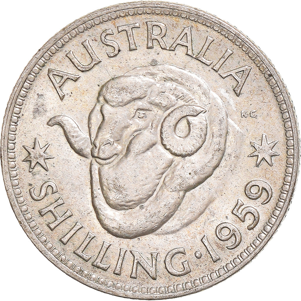 Moneta, Australia, Elizabeth II, Shilling, 1959, VF(30-35), Srebro