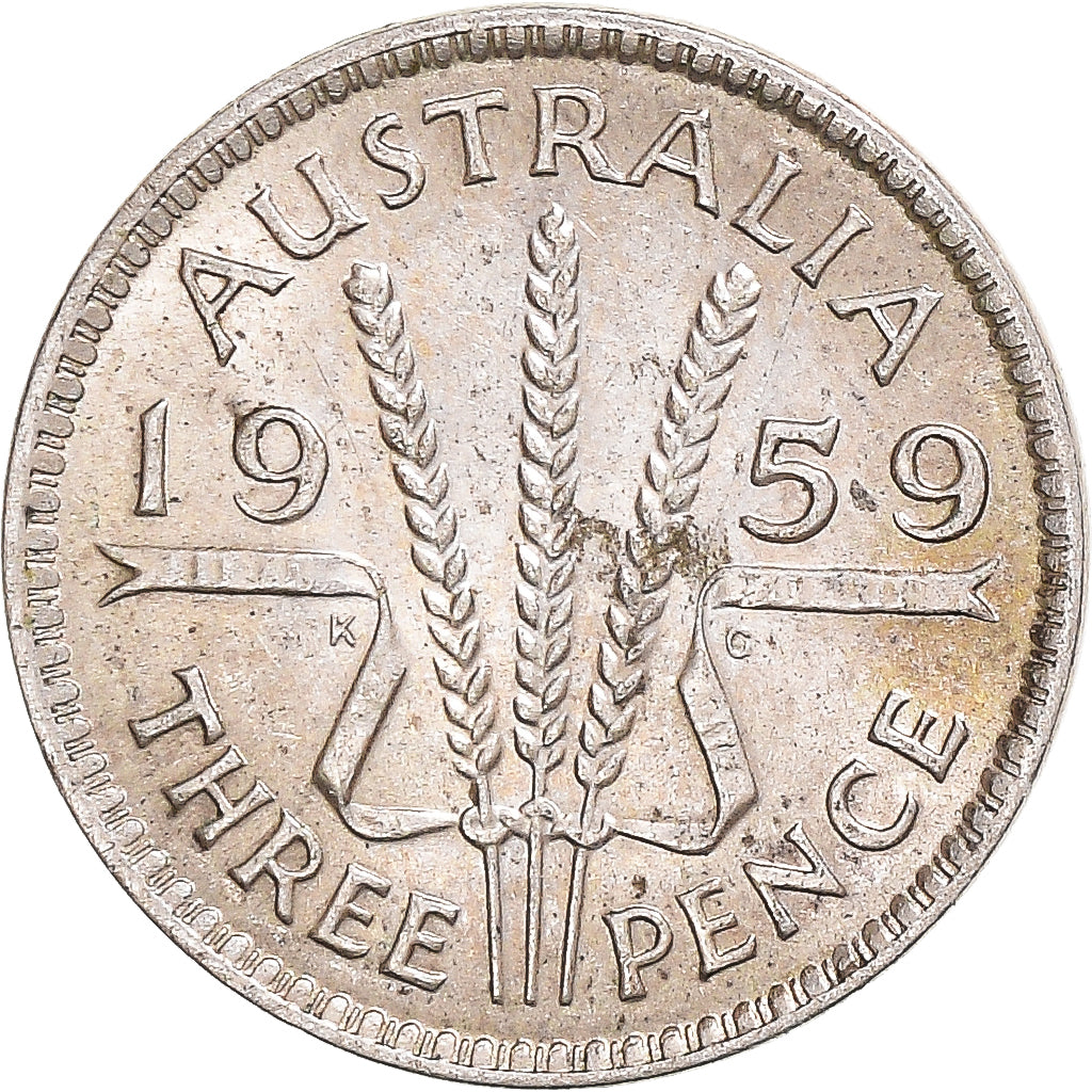 Coin, Australia, Elizabeth II, 3 Pence, 1959, VF(20-25), Silver