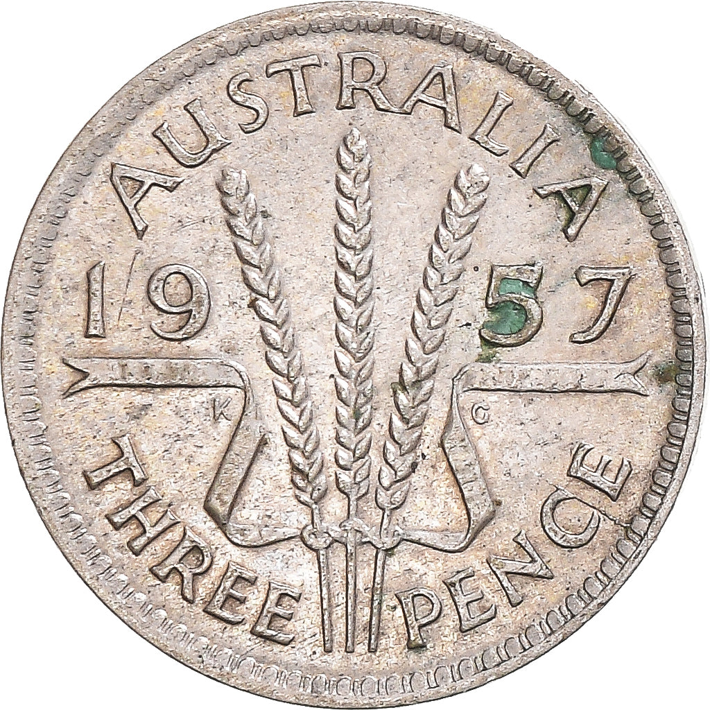 Coin, Australia, Elizabeth II, 3 Pence, 1957, VF(20-25), Silver