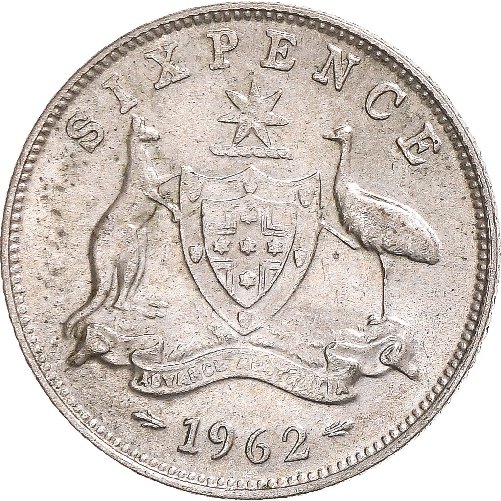 Monnaie, Australie, Elizabeth II, Sixpence, 1962, TB, Argent