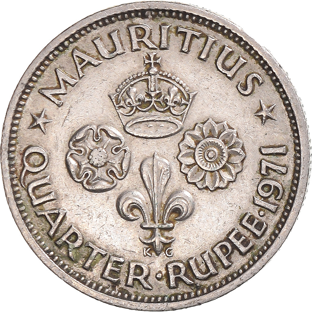 Moneda, Mauricio, Elizabeth II, 1/4 Rupee, 1971, BC+, Cupronickel