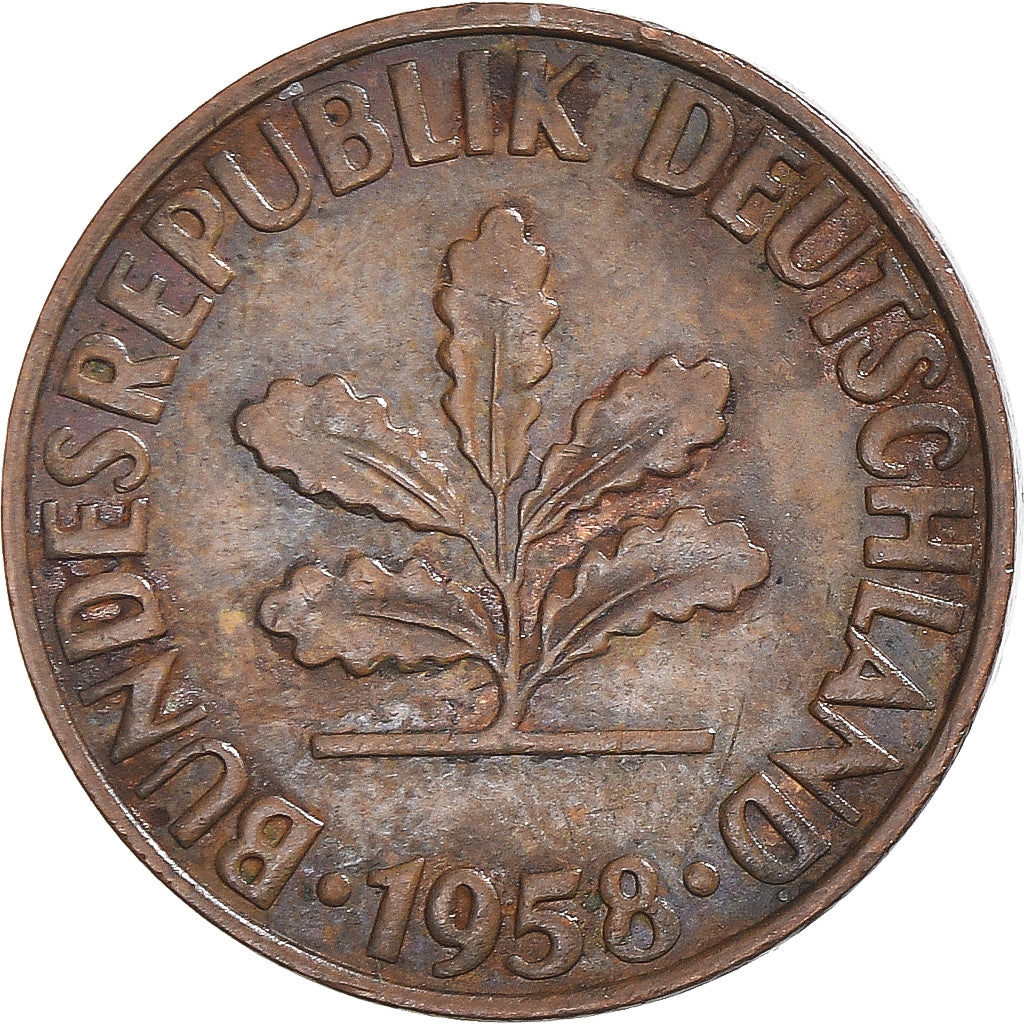 Monnaie, République fédérale allemande, 2 Pfennig, 1958, Karlsruhe, TB+