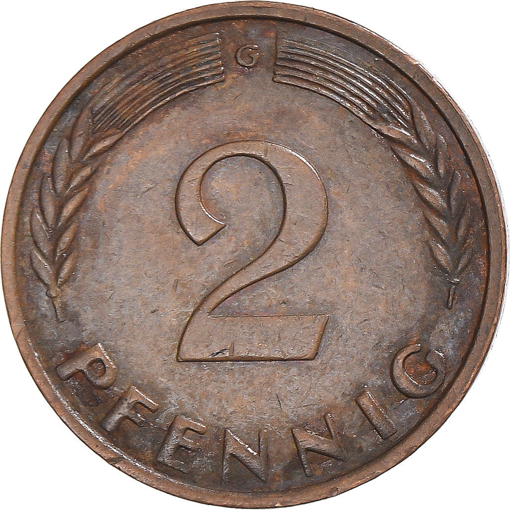Monnaie, République fédérale allemande, 2 Pfennig, 1958, Karlsruhe, TB+