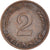Moneda, ALEMANIA - REPÚBLICA FEDERAL, 2 Pfennig, 1958, Karlsruhe, BC+, Cobre
