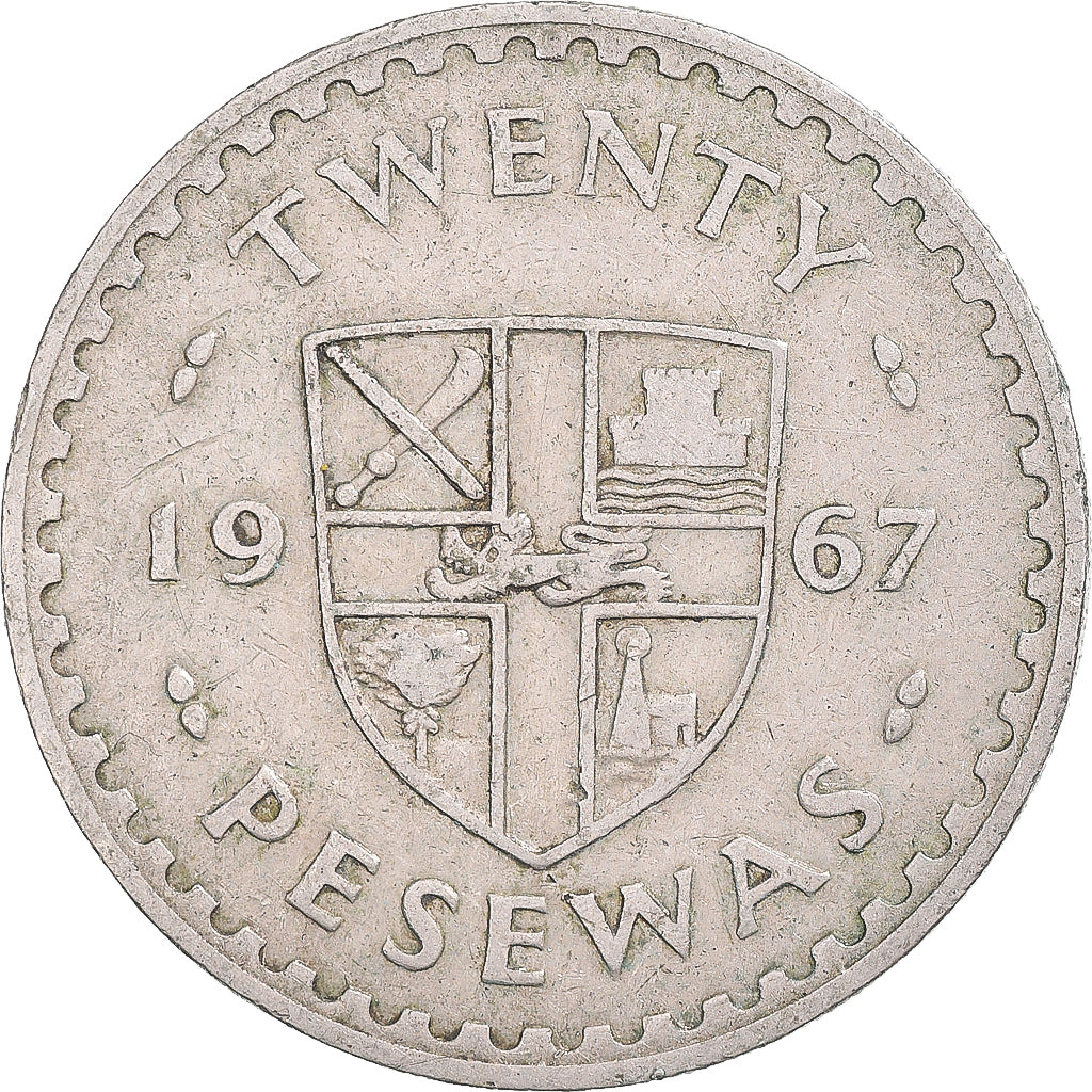 Coin, Ghana, 20 Pesewas, 1967, EF(40-45), Cupronickel