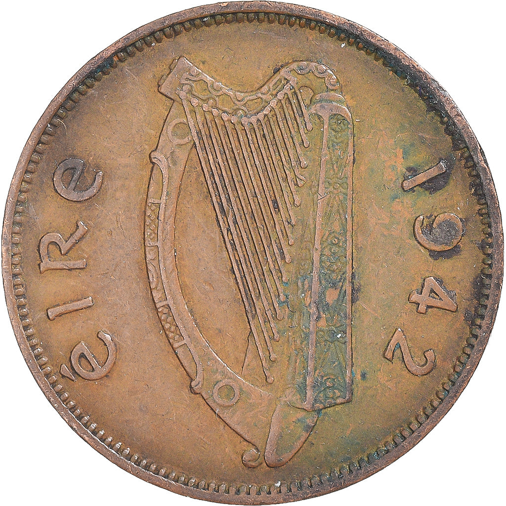 Munten, Ierland, 1/2 Pingin, 1942, ZF, Bronzen