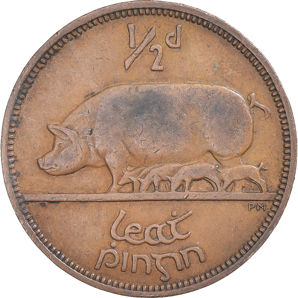 Munten, Ierland, 1/2 Pingin, 1942, ZF, Bronzen