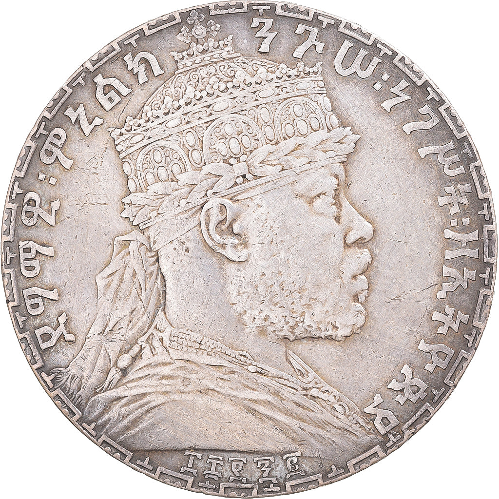Coin, Ethiopia, Menelik II, Birr, 1889-1913, EF(40-45), Silver