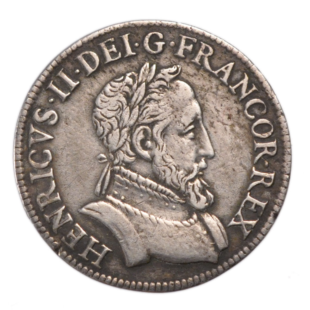 FRANCE, 1/2 Teston, 1554, Paris, EF(40-45), Silver, Duplessy #991, 4.60