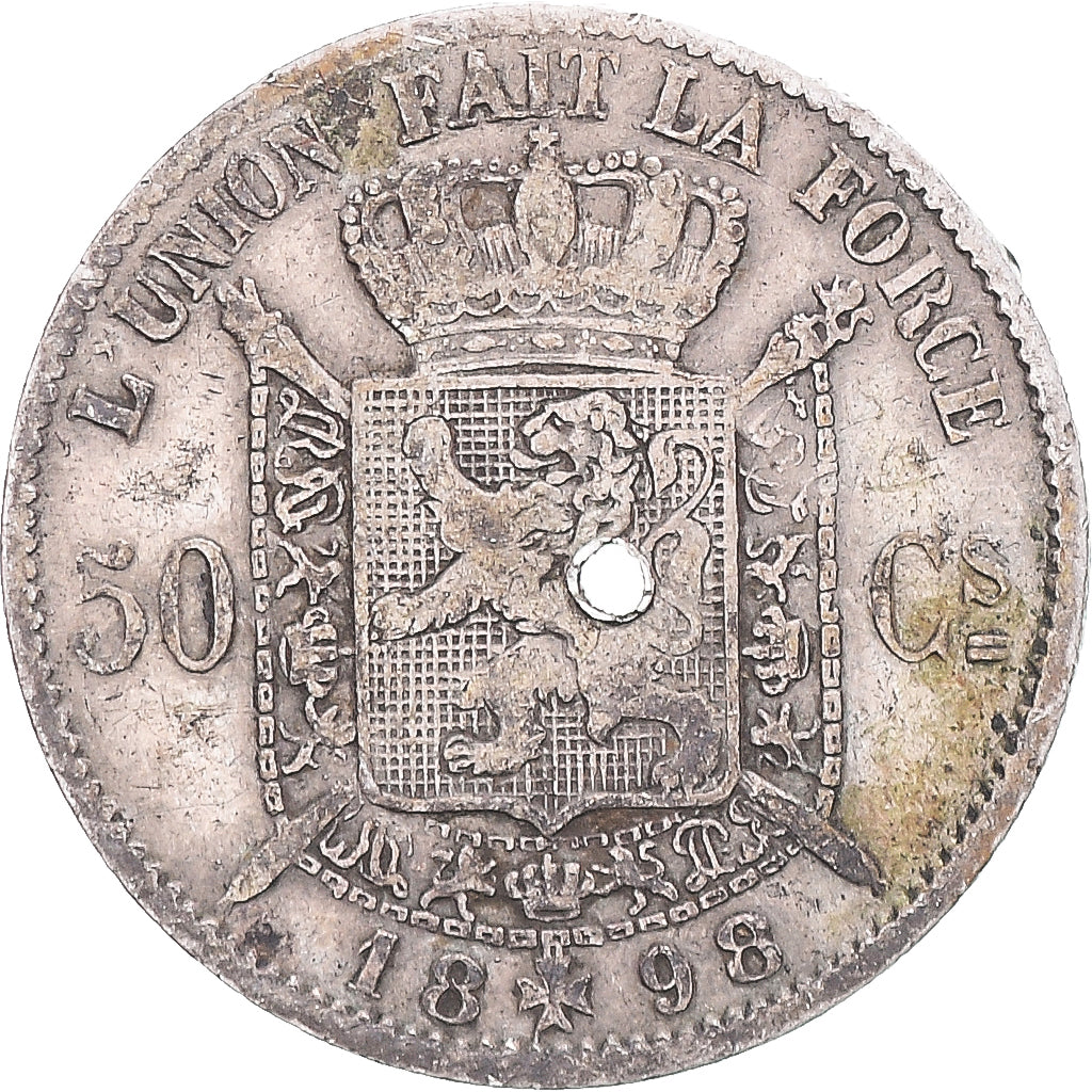 Coin, Belgium, Leopold II, 50 Centimes, 1898, VF(30-35), Silver
