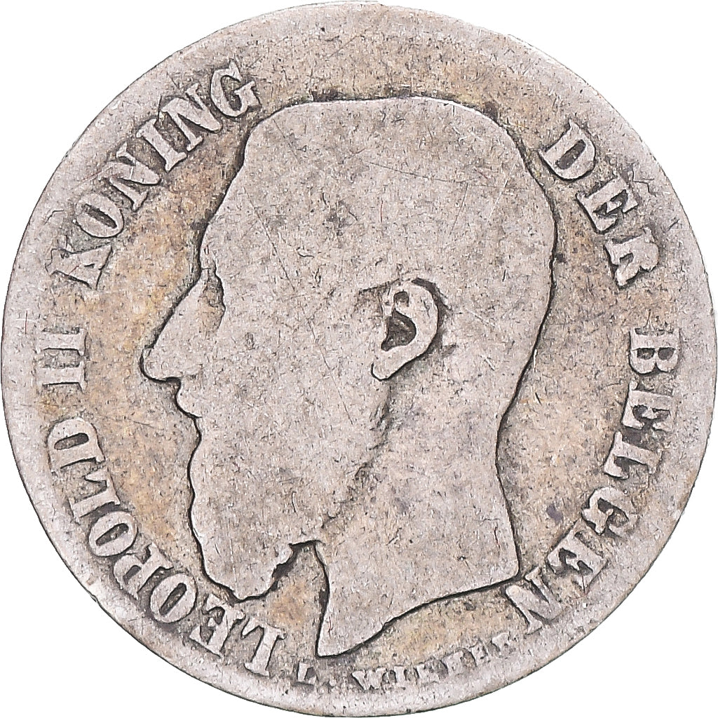 Coin, Belgium, Leopold II, 50 Centimes, 1886, legend in dutch, VG(8-10), Silver