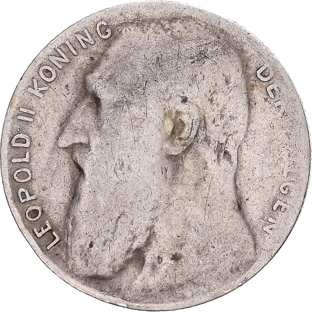 Coin, Belgium, Leopold II, 50 Centimes, 1901, legend in dutch, F(12-15), Silver