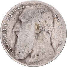 Coin, Belgium, Leopold II, 50 Centimes, 1901, legend in dutch, F(12-15), Silver