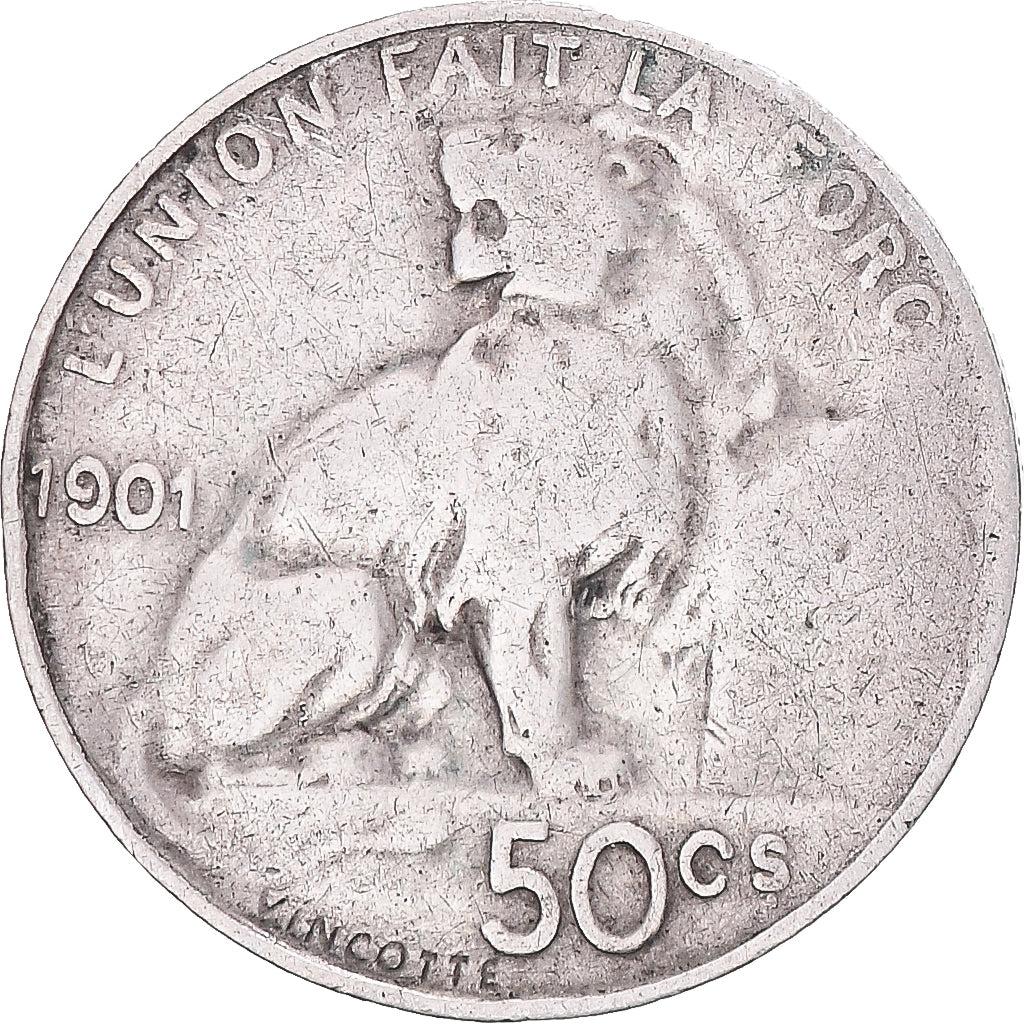 Coin, Belgium, Leopold II, 50 Centimes, 1901, F(12-15), Silver
