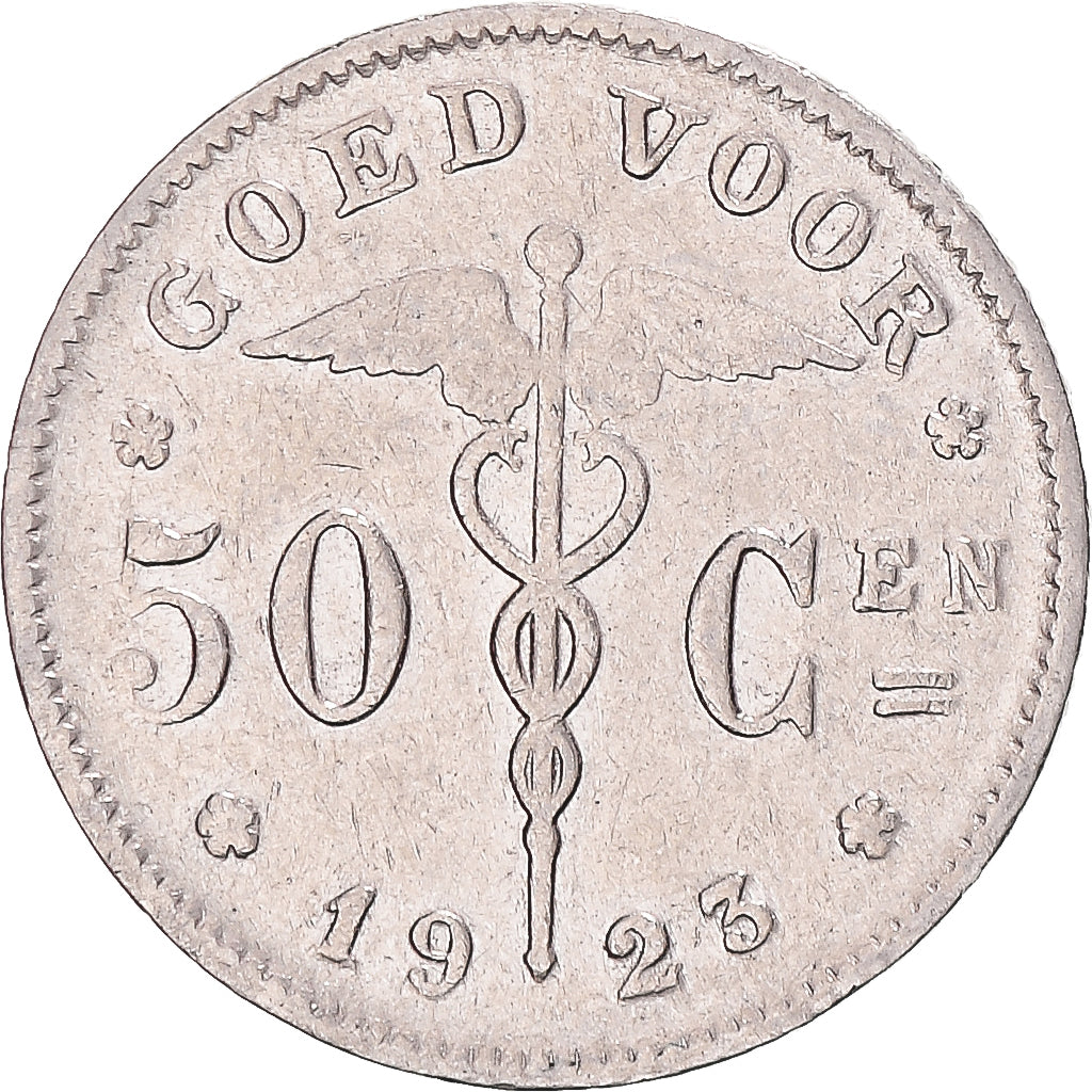 Moneta, Belgia, 50 Centimes, 1923, VF(30-35), Nikiel
