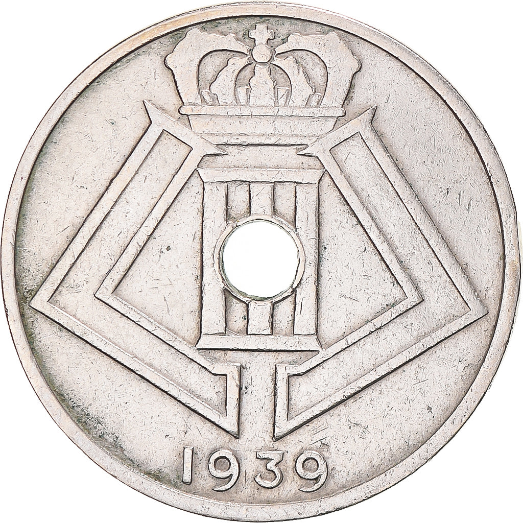 Moneta, Belgio, Leopold III, 25 Centimes, 1939, BB, Nichel-ottone