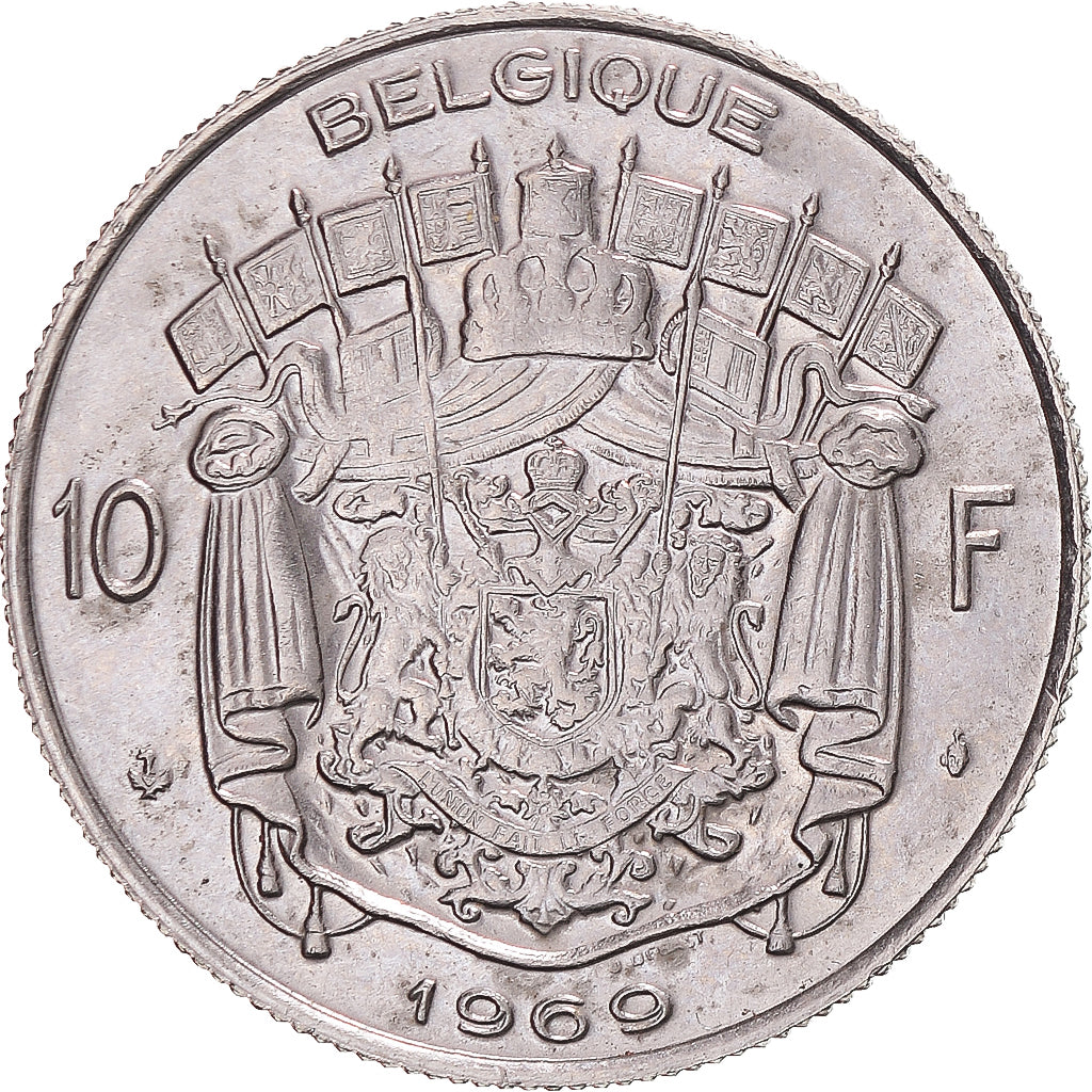 Monnaie, Belgique, Baudouin I, 10 Francs, 1969, TTB+, Nickel