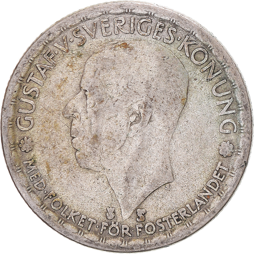 Munten, Zweden, Gustaf V, Krona, 1945, FR, Zilver