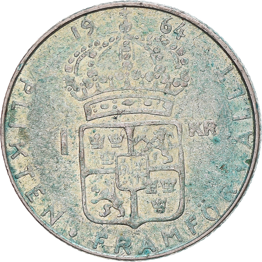 Moneta, Szwecja, Gustaf VI, Krona, 1964, VF(30-35), Srebro