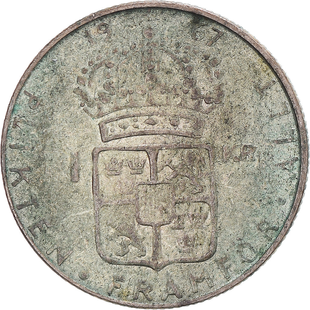 Moneta, Szwecja, Gustaf VI, Krona, 1967, VF(30-35), Srebro