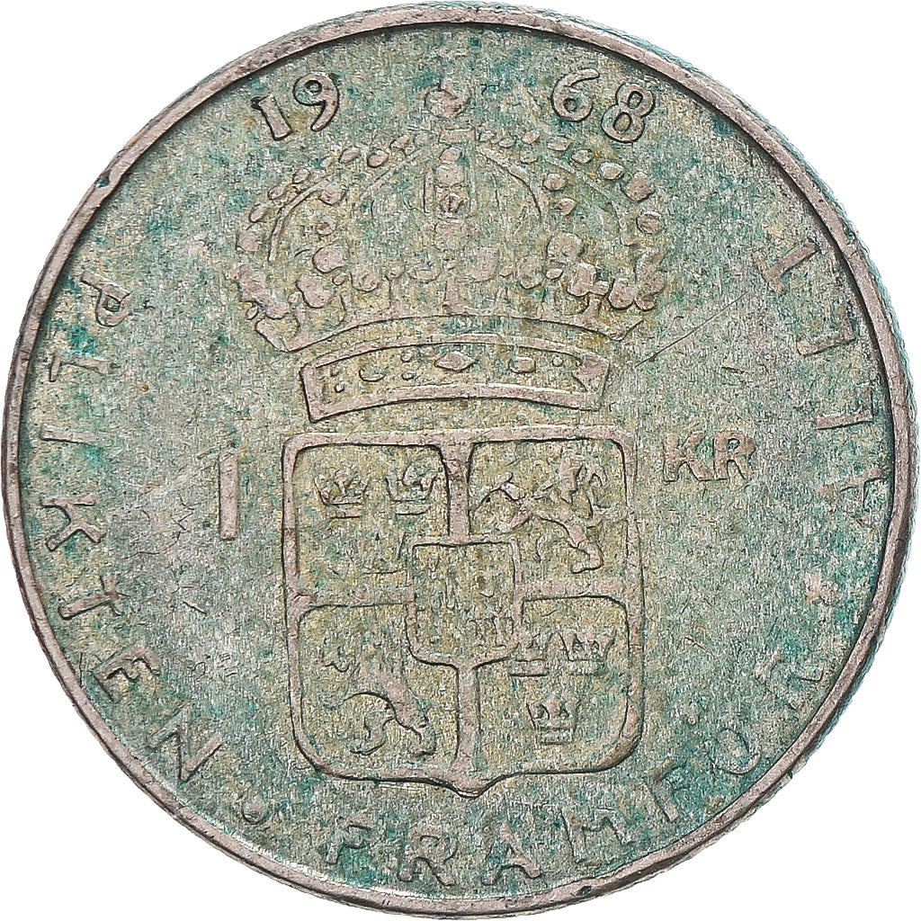 Munten, Zweden, Gustaf VI, Krona, 1968, FR+, Zilver