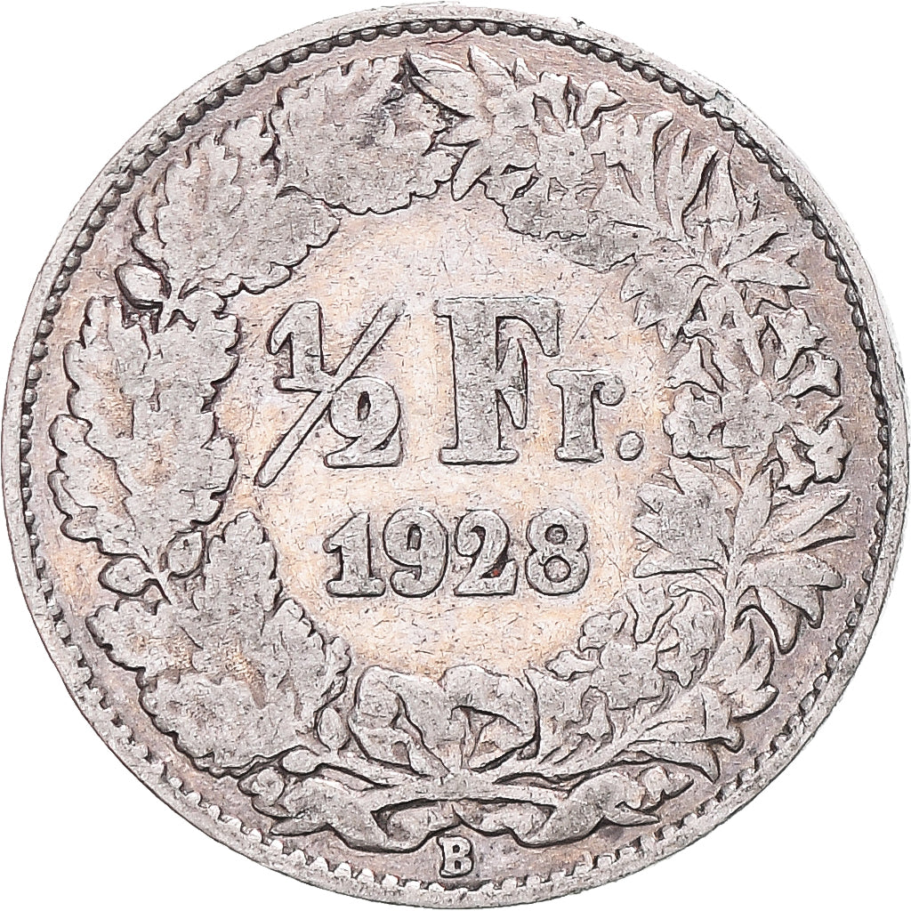 Coin, Switzerland, 1/2 Franc, 1928, Bern, VF(20-25), Silver