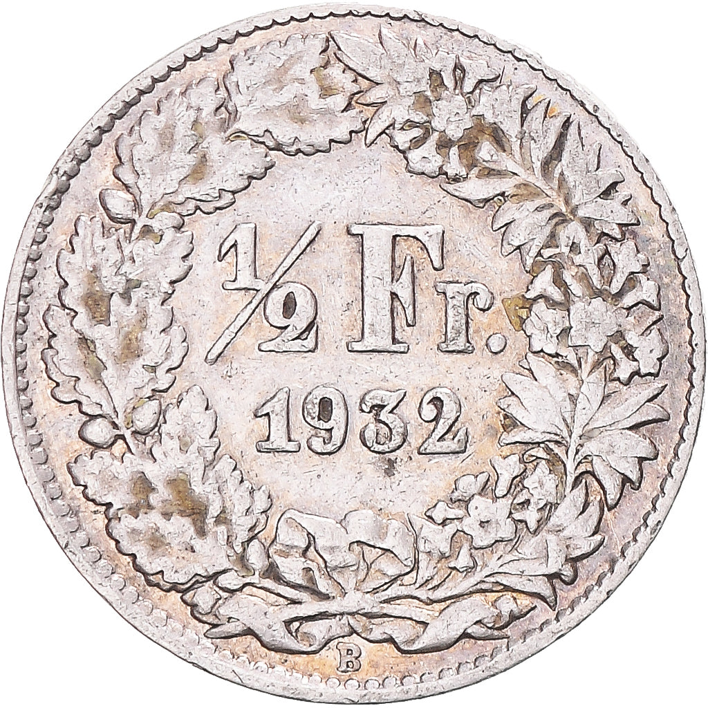 Coin, Switzerland, 1/2 Franc, 1932, Bern, VF(20-25), Silver