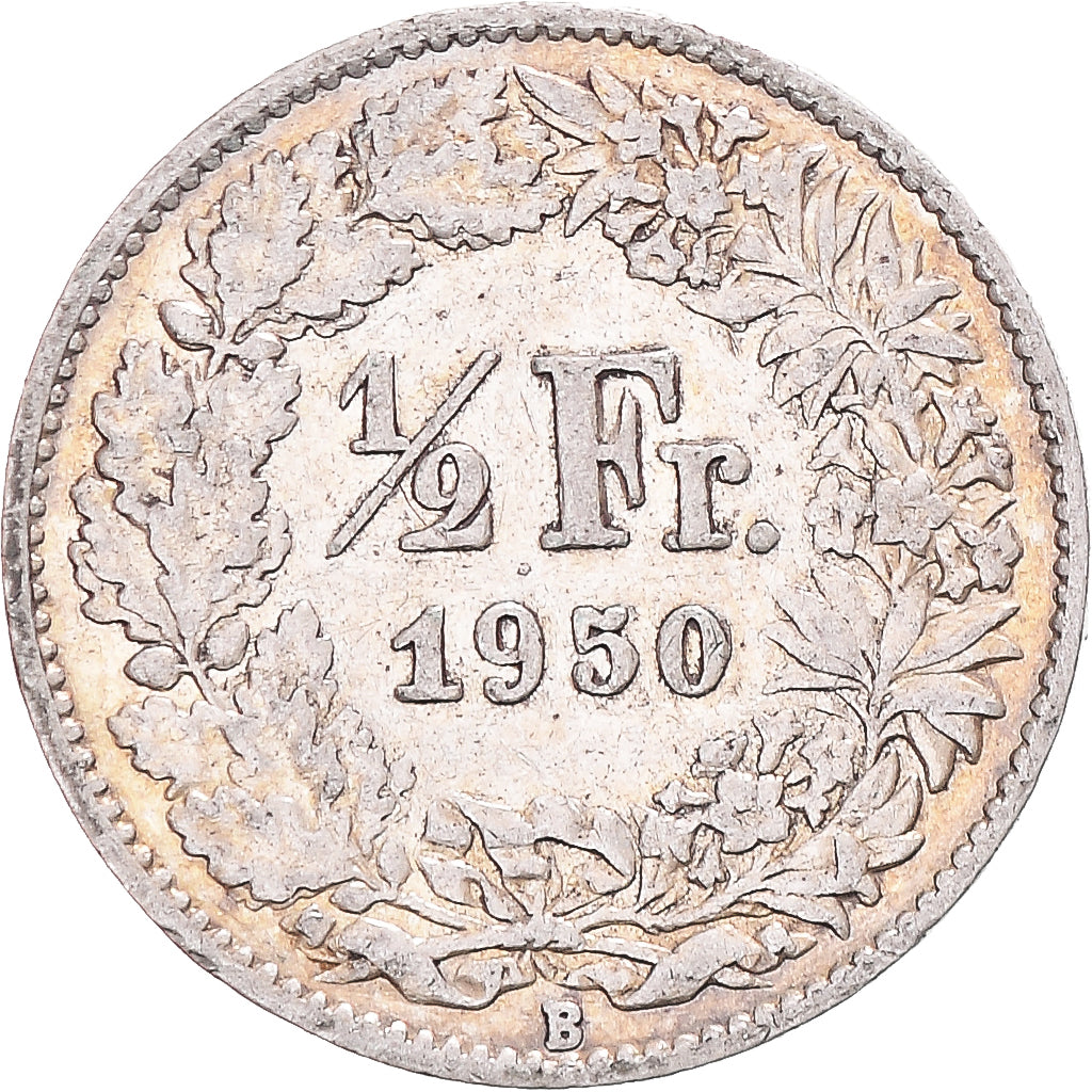 Coin, Switzerland, 1/2 Franc, 1950, Bern, VF(30-35), Silver