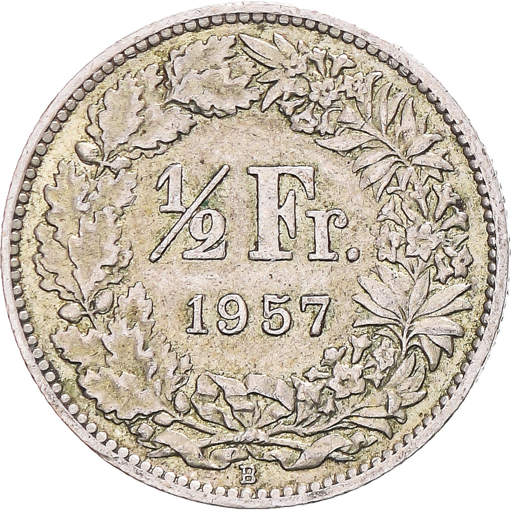 Coin, Switzerland, 1/2 Franc, 1957, Bern, VF(30-35), Silver